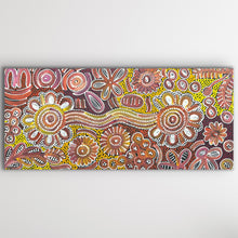 Load image into Gallery viewer, "Bush Flowers" original Aboriginal painting by Bernadine Johnson Kemarre, 78cm x 36cm - authentic Indigenous Australian artwork
