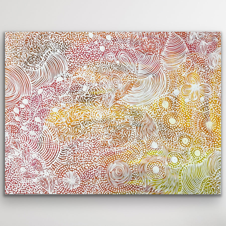 "Alhalkere" original Aboriginal painting by Janet Golder Kngwarreye, 75cm x 57cm - authentic Indigenous Australian artwork