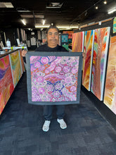 Load image into Gallery viewer, "Bush Flowers" by Bernadine Johnson Kemarre - alternate view, original Aboriginal painting, 60cm x 60cm
