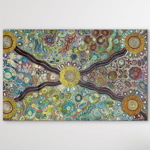 "Bush Flowers" Bernadine Johnson Kemarre 166cm x 100cm