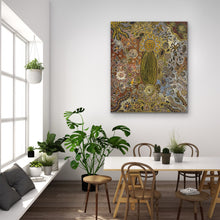 Load image into Gallery viewer, "Desert Flowers" by Bernadine Johnson Kemarre - view 6, 115cm x 97cm - Aboriginal art

