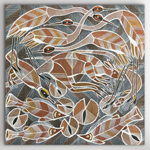 Load image into Gallery viewer, "Billabong Story" original Aboriginal painting by Eddie Blitner, 61cm x 61cm - authentic Indigenous Australian artwork
