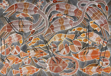 Load image into Gallery viewer, "Billabong Story" original Aboriginal painting by Eddie Blitner, 125cm x 88cm - authentic Indigenous Australian artwork
