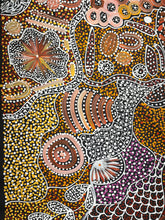 Load image into Gallery viewer, Bold Colours Aboriginal Artwork &quot;My Country&quot; by Janet Golder Kngwarreye, Australia close up detailed dot painting featuring traditional Aboriginal symbols
