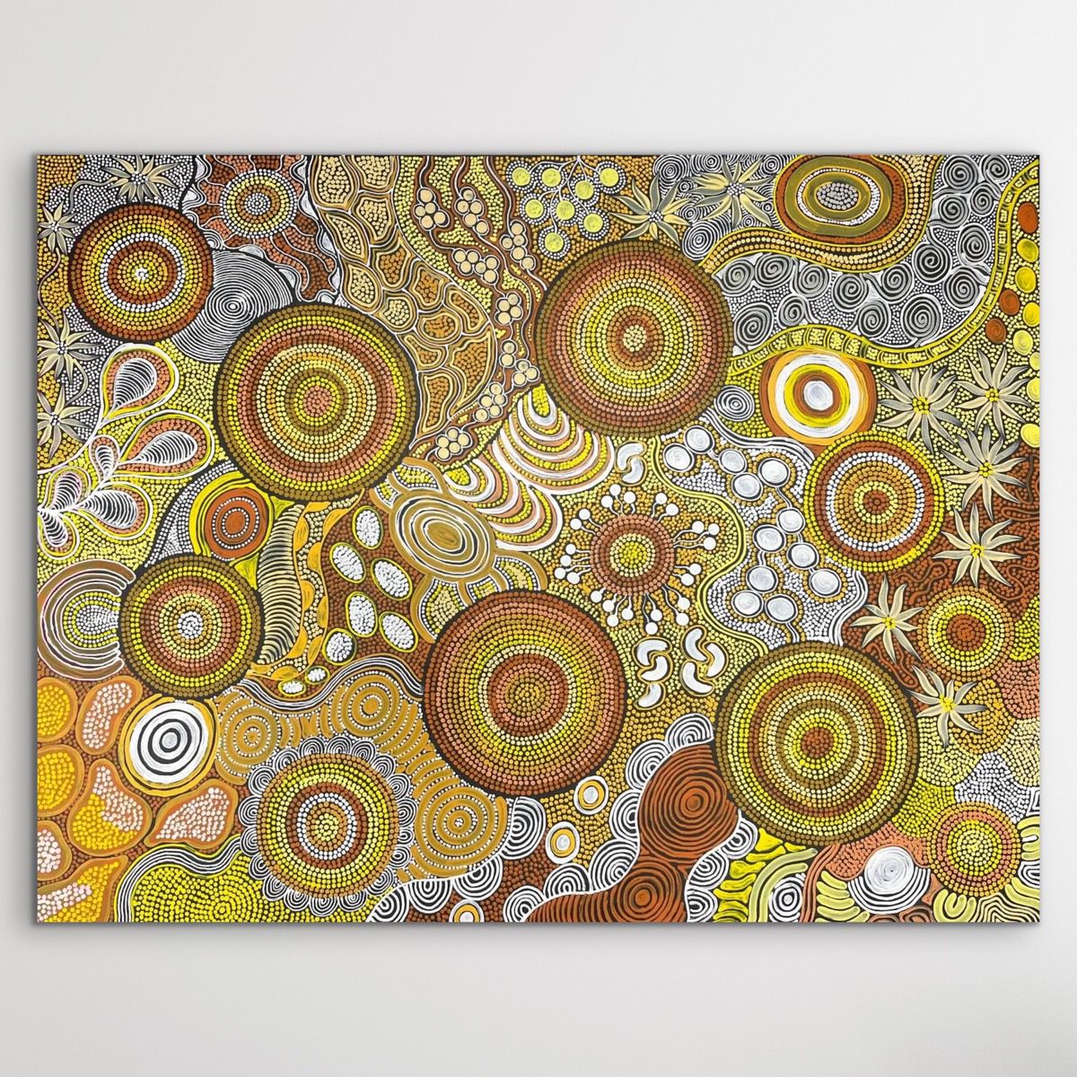 Colorful Aboriginal pattern with circular designs