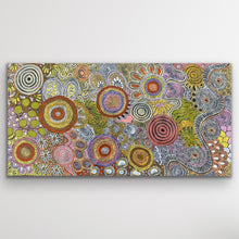 Load image into Gallery viewer, Budgerigar Dreaming &amp; Bush Tucker Aboriginal painting by Julieanne Nungarrayi Turner, featuring vibrant dot work and storytelling design
