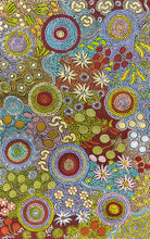 Load image into Gallery viewer, Colourful  Authentic Aboriginal Painting "Budgerigar Dreaming and Bush Tucker" Julieanne Nungurrayi Turner 113cm x 66cm 

