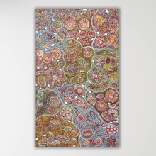 Load image into Gallery viewer, "Bush Flowers" original Aboriginal painting by Bernadine Johnson Kemarre, 146cm x 88cm - authentic Indigenous Australian artwork
