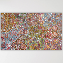 Load image into Gallery viewer, "Bush Flowers" original Aboriginal painting by Bernadine Johnson Kemarre, 146cm x 88cm - authentic Indigenous Australian artwork
