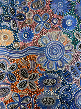 Load image into Gallery viewer, "Bush Flowers" Aboriginal art by Bernadine Johnson Kemarre - close-up detail, 106cm x 66cm
