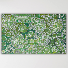 Load image into Gallery viewer, "Bush Flowers" original Aboriginal painting by Bernadine Johnson Kemarre, 87cm x 54cm - authentic Indigenous Australian artwork
