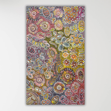 Load image into Gallery viewer, "Bush Flowers" original Aboriginal painting by Bernadine Johnson Kemarre, 93cm x 53cm - authentic Indigenous Australian artwork
