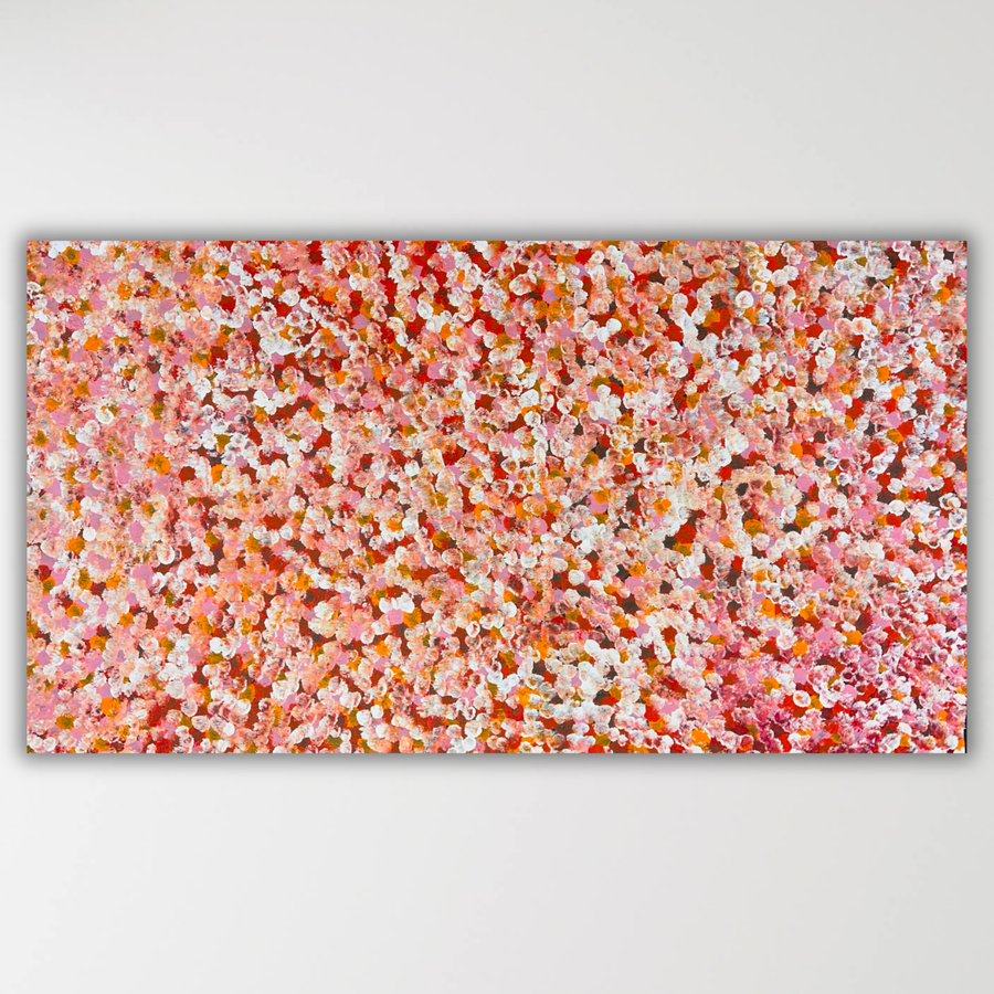 "Bush Plums" Bessie Pitjara 154cm x 86cm, original Aboriginal painting