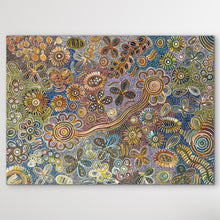Load image into Gallery viewer, "Bush Flowers" by Bernadine Johnson Kemarre - detail view of Aboriginal painting, 104cm x 76cm
