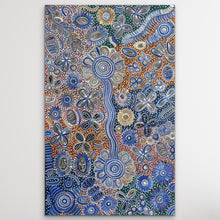 Load image into Gallery viewer, "Bush Flowers" by Bernadine Johnson Kemarre - detail view of Aboriginal painting, 106cm x 66cm
