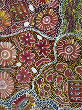 Load image into Gallery viewer, "Bush Flowers" original Aboriginal painting by Bernadine Johnson Kemarre, 146cm x 88cm - authentic Indigenous Australian artwork
