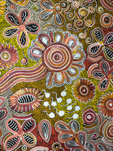 Load image into Gallery viewer, "Bush Flowers" Aboriginal painting by Bernadine Johnson Kemarre displayed in modern room setting
