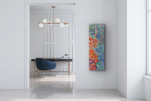 Load image into Gallery viewer, Aboriginal art print Bush Flowers Bloom by Bernadine Johnson Kemarre hanging in hallway space
