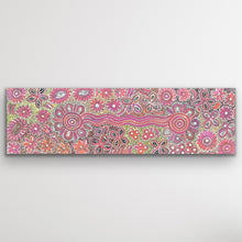 Load image into Gallery viewer, Original Aboriginal dot painting “Bush Flowers” by Bernadine Johnson Kemarre showing desert-inspired floral motifs
