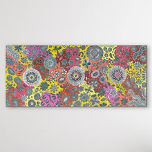 Load image into Gallery viewer, Original Aboriginal painting featuring colourful desert flower motifs and detailed dot work

