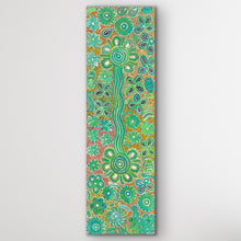 Load image into Gallery viewer, Close-up of delicate dot work and natural colour palette in Bernadine Johnson Kemarre’s Bush Flowers painting
