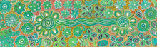 Load image into Gallery viewer, Full horizontal view of Bernadine Johnson Kemarre’s Bush Flowers Aboriginal artwork showing flow and composition
