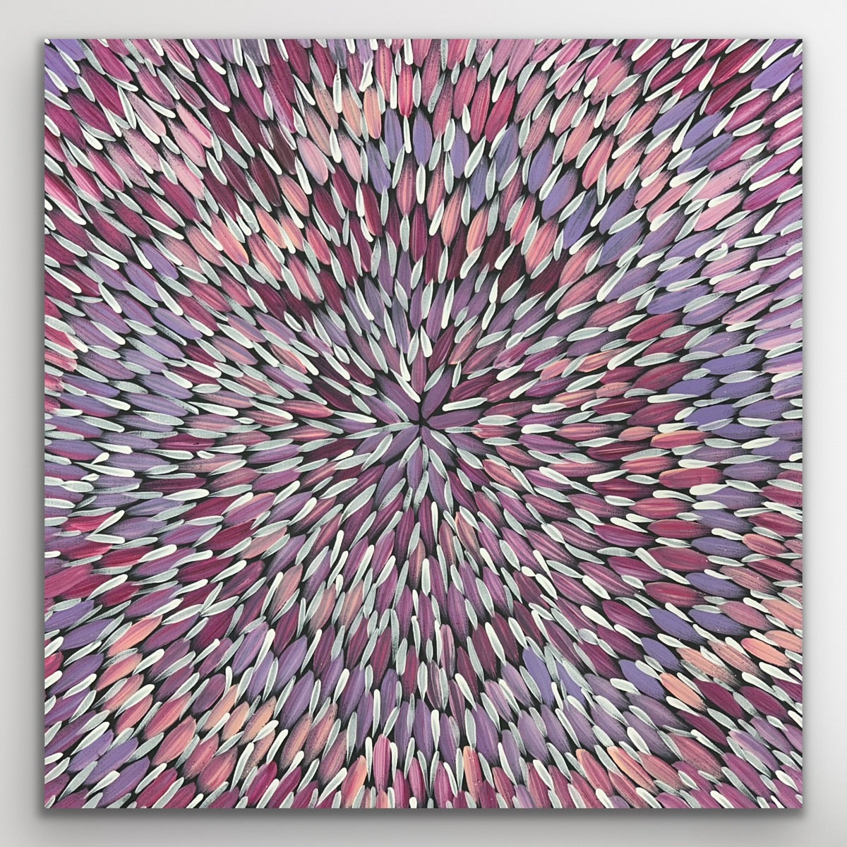 Radiating strokes and blended tones symbolise the medicinal leaves and their healing power.