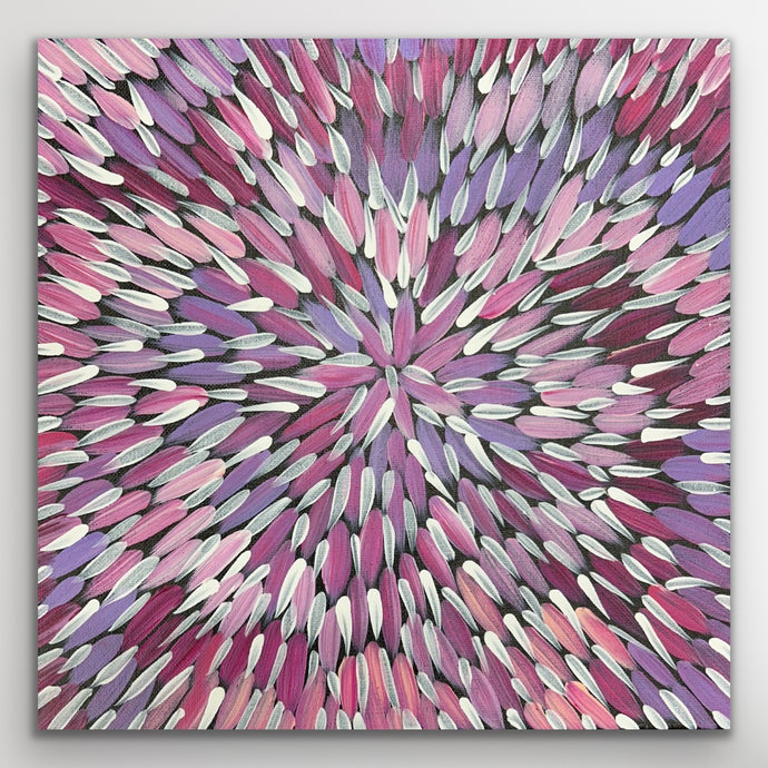 Gentle layered brushstrokes create a circular flow inspired by desert plants and traditional healing stories.