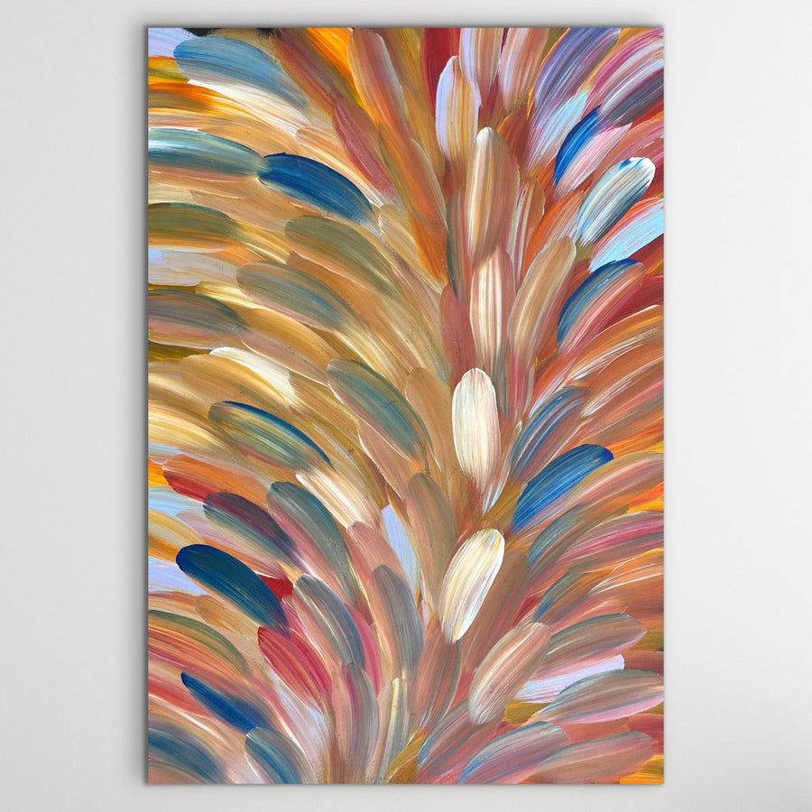 "Bush Medicine Leaves" original Aboriginal painting by Esther Haywood Petyarre, 94cm x 72cm - authentic Indigenous Australian artwork