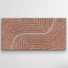 Load image into Gallery viewer, Fine dot patterns trace the pathways and seeds of the bush onion beneath warm desert tones.
