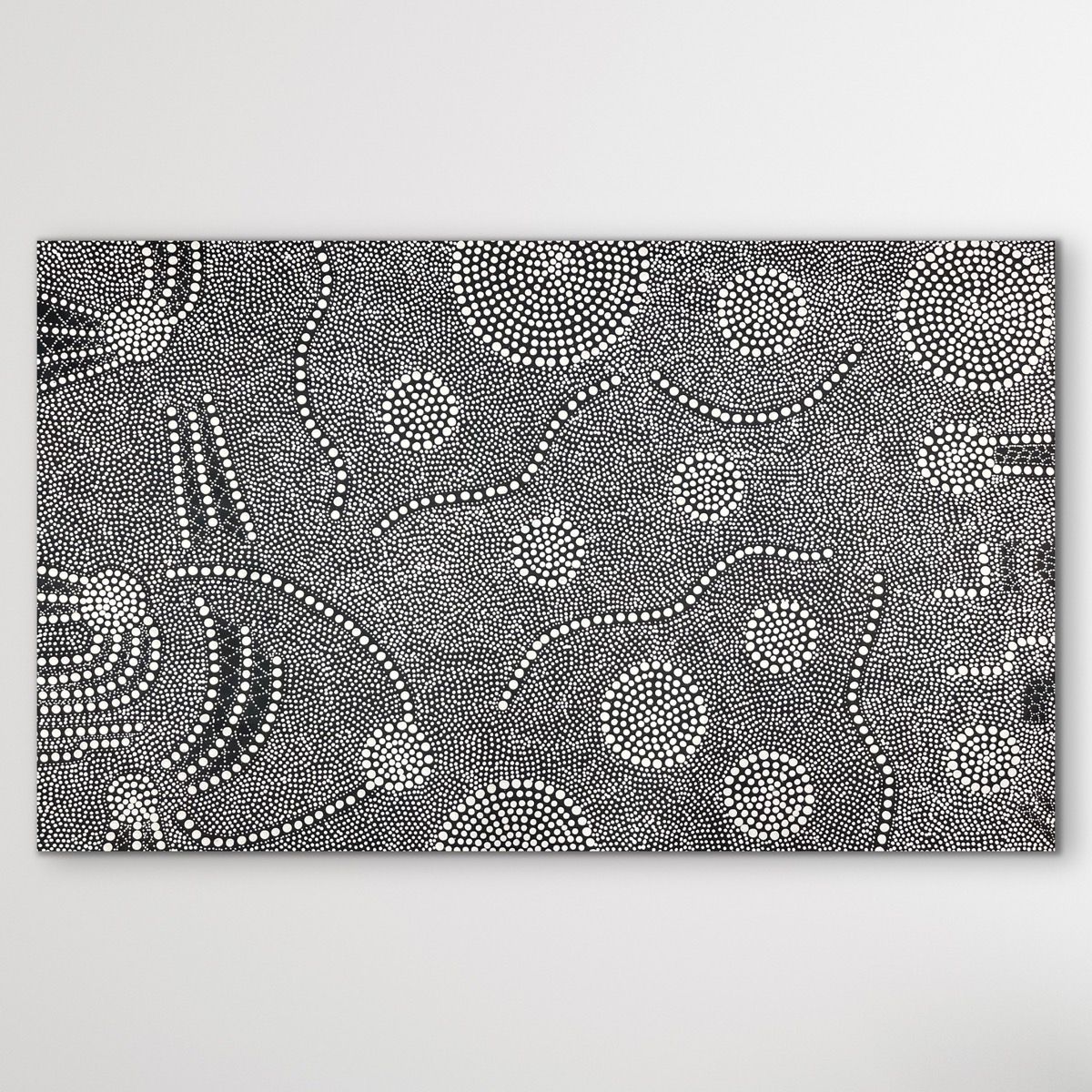 Bush Onion Australian Aboriginal Art Nancy Martin Napangarti 144cm x 88cm black and white
