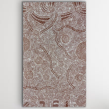 Load image into Gallery viewer, Close-up of intricate dot painting patterns from “Bush Onion” by Aboriginal artist Nancy Martin Napangarti
