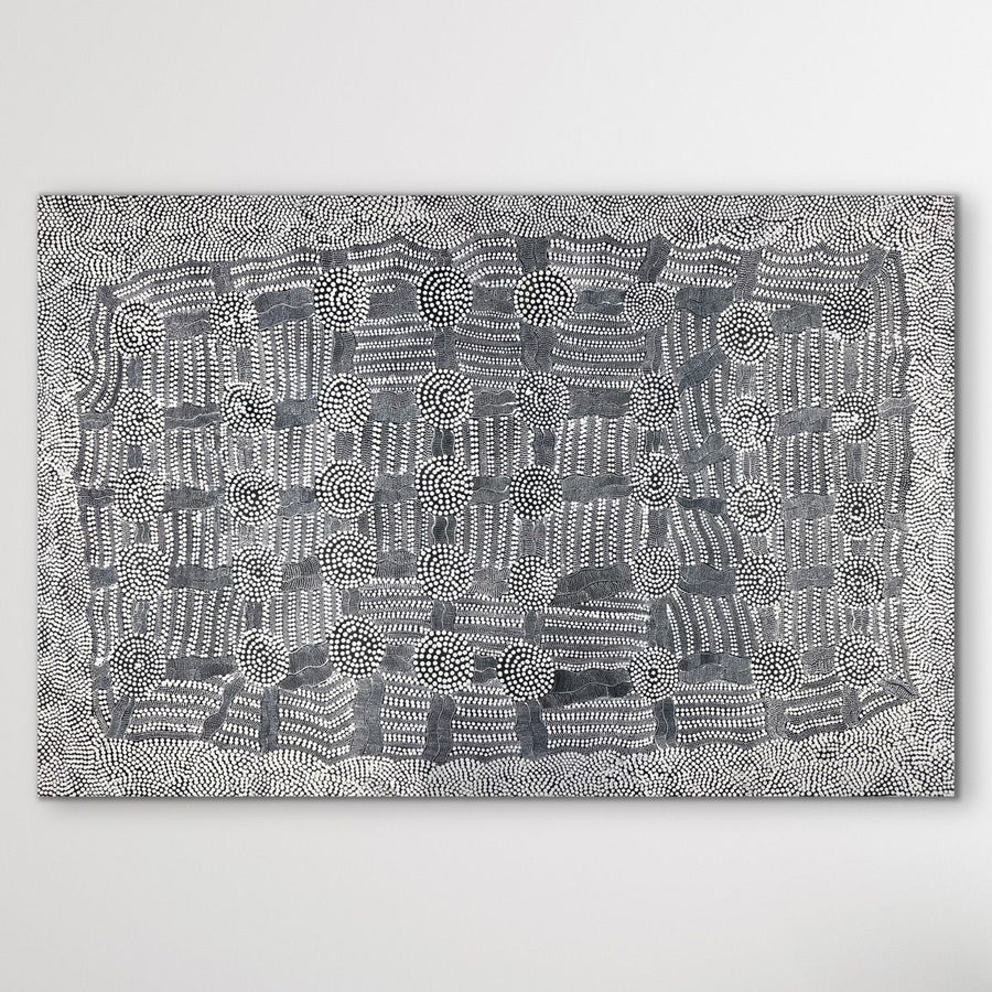 "Bush Onion" original Aboriginal painting by Nancy Martin Napangarti, 101cm x 150cm - authentic Indigenous Australian artwork