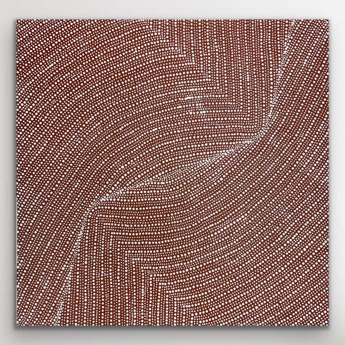 Square Aboriginal canvas artwork Bush Onion by Tansy Martin with dot patterns