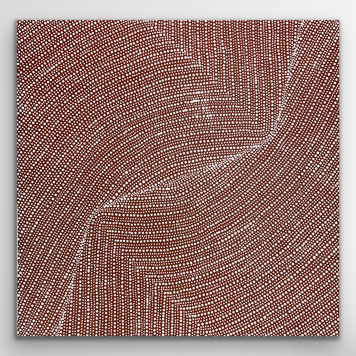 Square Aboriginal canvas artwork Bush Onion by Tansy Martin with dot patterns
