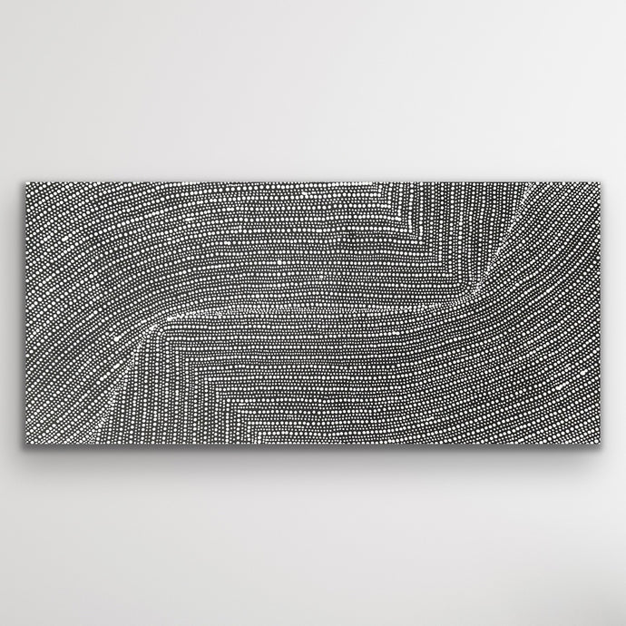 Vertical Aboriginal artwork Bush Onion painted by Nancy Martin Napangarti