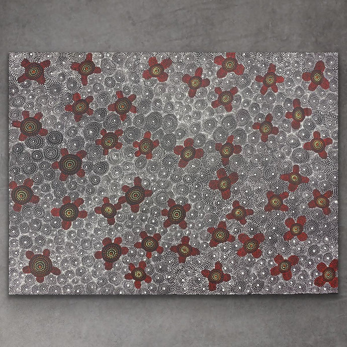 Buy Seed Dreaming Aboriginal painting by Marshall Jangala Robertson featuring intricate dot work and cultural heritage
