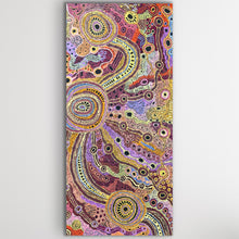 Load image into Gallery viewer, "Kapi Tjukula Munu Ngura" by Audrey Brumby - detail view of Aboriginal painting, 200cm x 98cm
