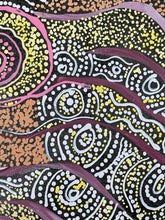 Load image into Gallery viewer, Close view of intricate dotting in Minyma Maililu Aboriginal artwork by Carolanne Ken
