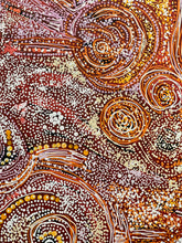 Load image into Gallery viewer, Carolanne Ken original art with swirling patterns in brown, orange, and white on a red ochre background
