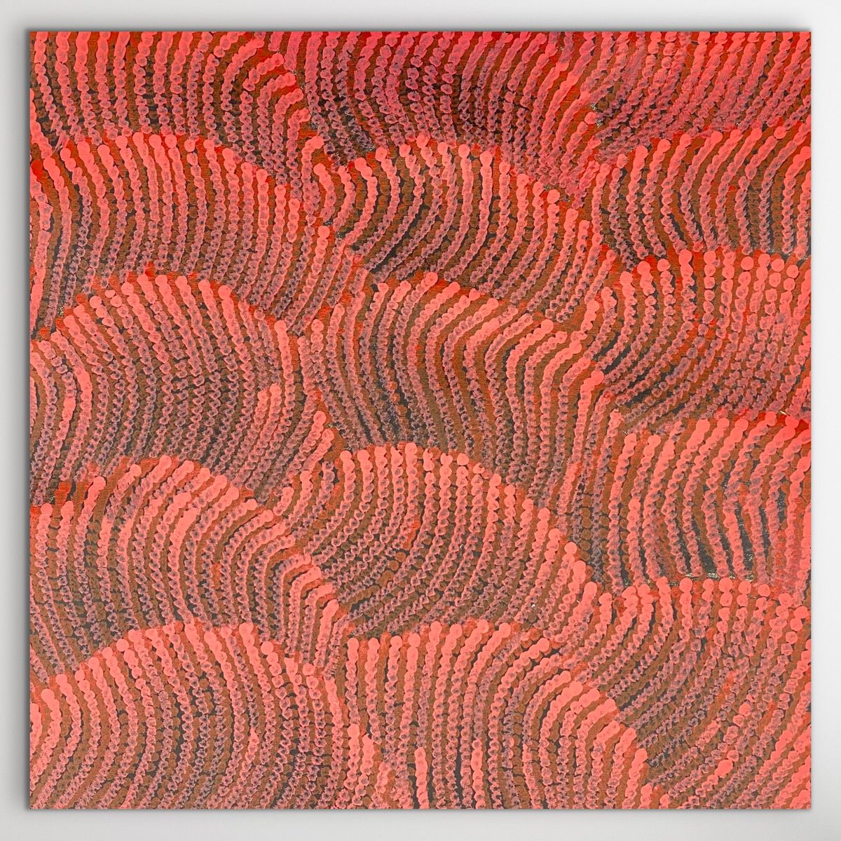 Red "Sand Dunes (Tali)" Maureen Nampijinpa Hudson 62cm x 62cm Central Desert Art 