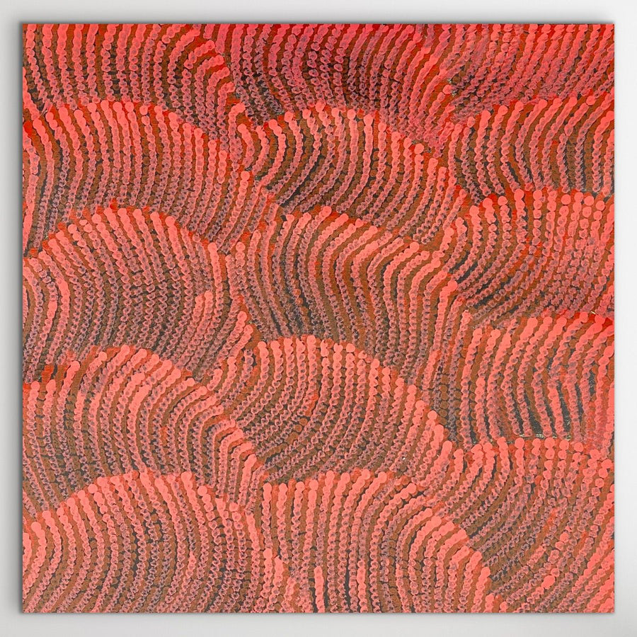 Red "Sand Dunes (Tali)" Maureen Nampijinpa Hudson 62cm x 62cm Central Desert Art 