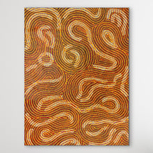 Load image into Gallery viewer, Original Aboriginal Art with a wavey pattern in orange, red and blue

