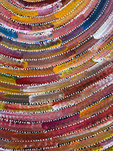 Load image into Gallery viewer, Original Aboriginal artwork Circle of Life by Bernadine Johnson Kemarre, 99cm x 72cm, featuring vibrant concentric circles and colourful traditional patterns, available from Art by Farquhar.
