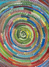 Load image into Gallery viewer, Detailed section capturing layered colour transitions and rhythmic dot work.
