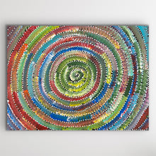 Load image into Gallery viewer, Full artwork view showing circular dot patterns representing the cycles of Country and connection.
