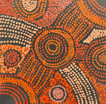 Load image into Gallery viewer, Close detail of Clarise Tunkin’s Aboriginal artwork "Minma Malilu" showing fine dot painting and desert patterning
