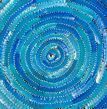 Load image into Gallery viewer, Detailed brushwork reveals fine dot textures and colour transitions in ocean tones.
