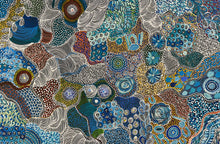 Load image into Gallery viewer, Detailed section of Janet Golder Kngwarreye’s artwork with fine dots and symbolic patterns.

