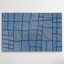 Load image into Gallery viewer, Blue and white patterned tingari Aboriginal Art full painting medium large size
